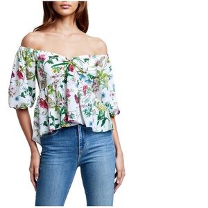 Worn once, L'agence Elena Off-Shoulder Silk Blouse